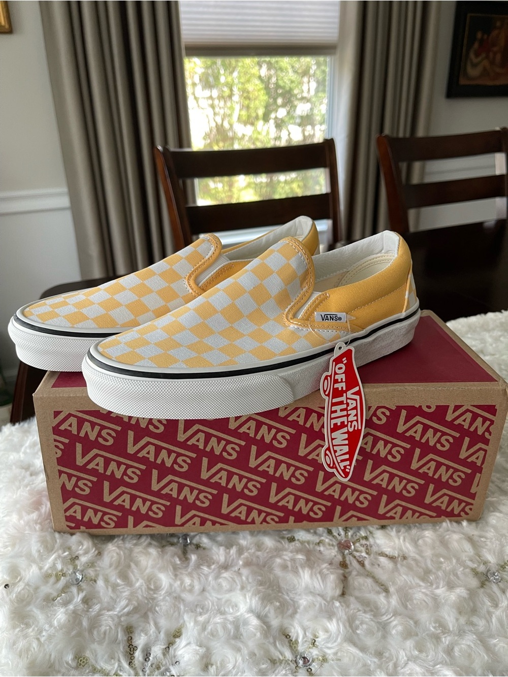 Vans Color Theory Classic Slip-On Checkerboard Sneakers - Golden Glow Size 7.5 - Picture 10 of 11